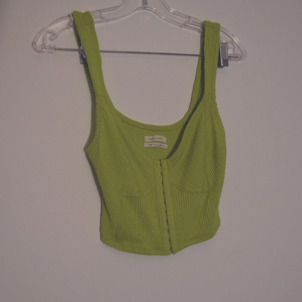 URBAN OUTFITTERS CropTop Tank Green Front Fastener Hooks Stretch Knit M -165/88A